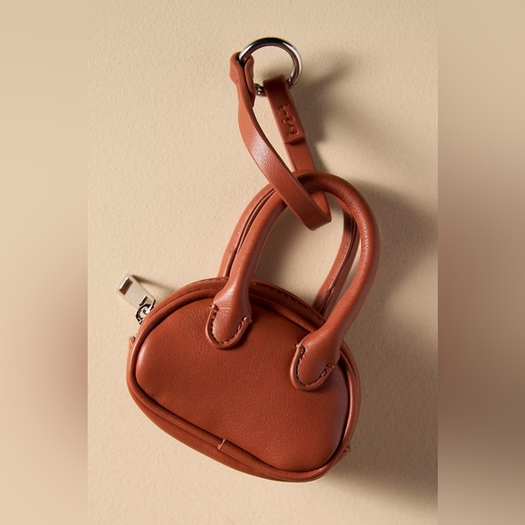 NWT Anthropologie Mini SLG Bag Charm | Keychain | Vegan Leather | British Tan - Picture 1 of 15
